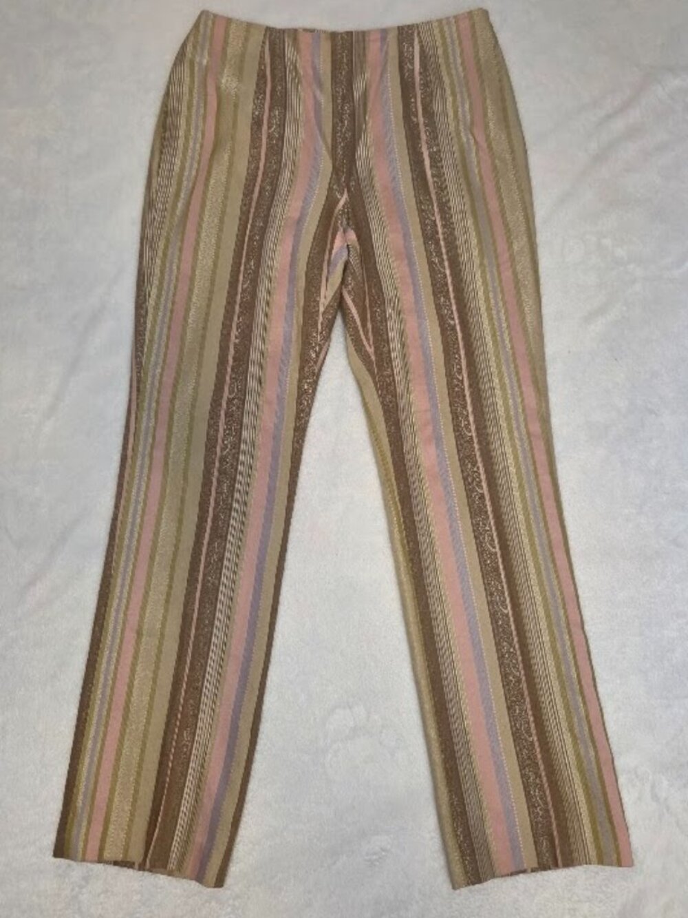Vintage Dana Buchman Striped Jacquard Pants Size 12 Straight Leg Career Y2K